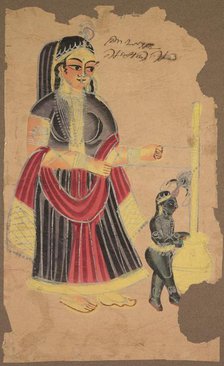 Yasoda and Krishna, 1800s. Creator: Unknown.