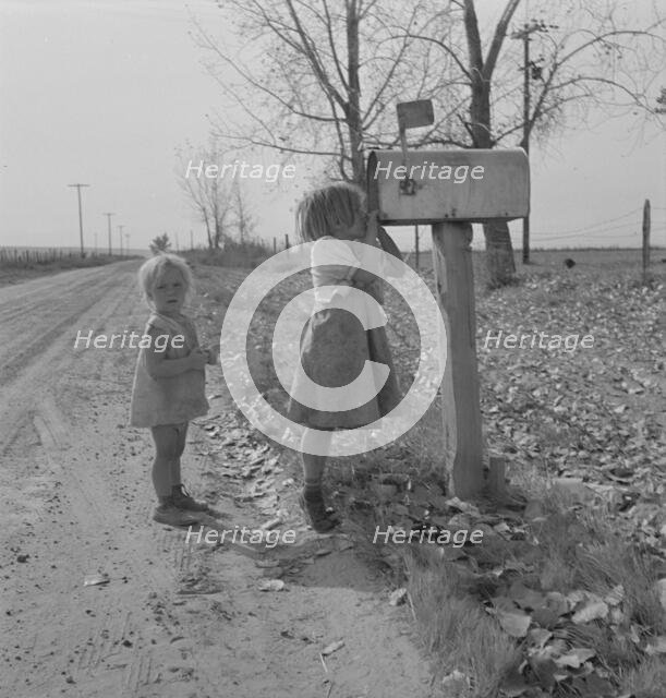 Rural children at R.F.D. box, near Fruitland, Idaho, 1939. Creator: Dorothea Lange.