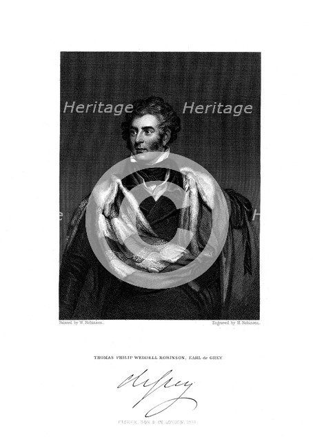Thomas Philip Robinson, 2nd Earl de Grey, (1781-1859), 1844.Artist: H Robinson