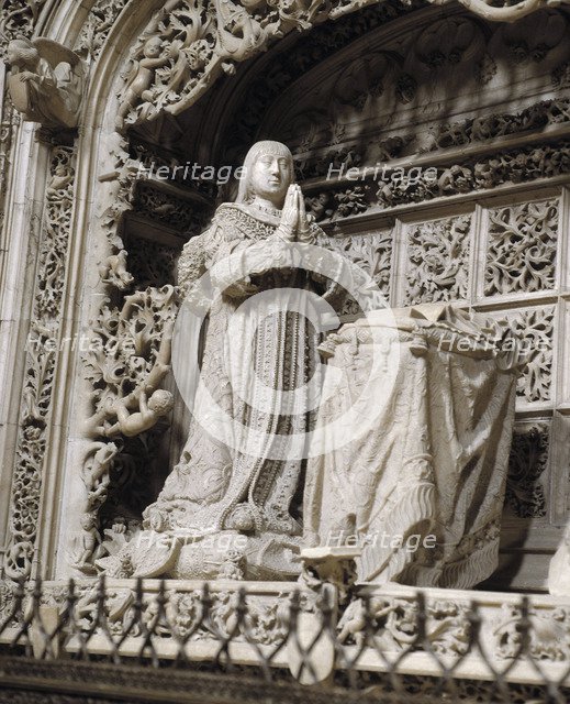 Statue of Alfonso, Infante of Castile (1453-1468) in his grave to the Charterhouse of Miraflores.