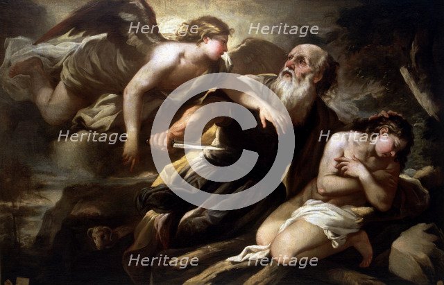 The Sacrifice of Isaac', oil on canvas, the Hebrew patriarch Abraham is interrupted by the angel …