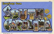 'Greetings from South Carolina', postcard, 1938. Artist: Unknown