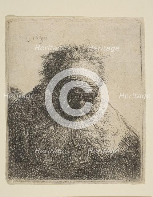 Bust of an Old Man with a Flowing Beard: the Head Bowed Forward: Left Shoulder Unshaded, 1630. Creator: Rembrandt Harmensz van Rijn.