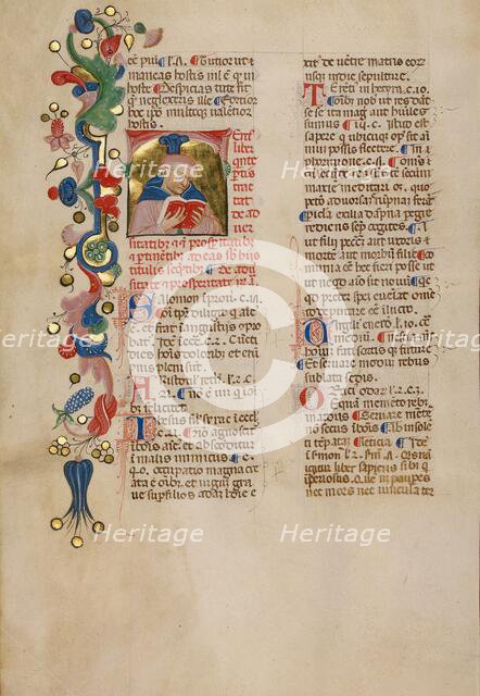 Initial T: Bust Portrait of a Man Reading; Compendium moralium notabilium, early 15th century. Creator: Cristoforo Cortese.