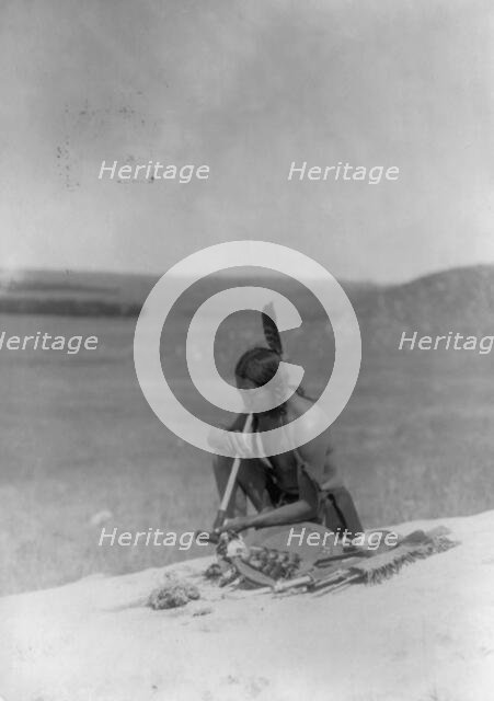 Meditation (Cheyenne River Medicine Rock), 1907, c1907. Creator: Edward Sheriff Curtis.