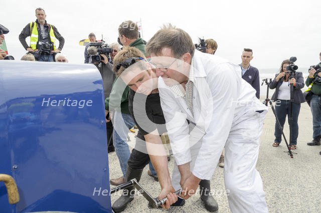 Mechanics starting Sunbeam 350hp July 2015, Pendine. Creator: Unknown.