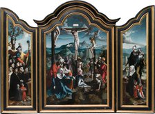 Triptych with the Crucifixion, Saints and Donors, 1530-1540. Creator: North Netherlandish Master.