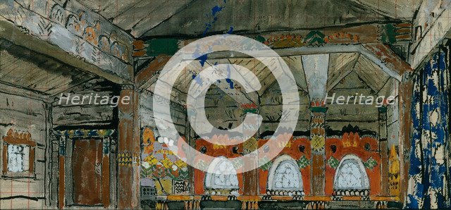 Stage design for the opera Prince Igor by A. Borodin, 1914. Artist: Korovin, Konstantin Alexeyevich (1861-1939)