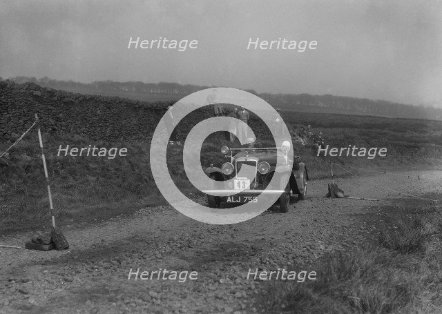 Hillman Aero Minx open 2-seater of LJO Bartlett competing in the Sunbac Inter-Club Team Trial, 1935. Artist: Bill Brunell.
