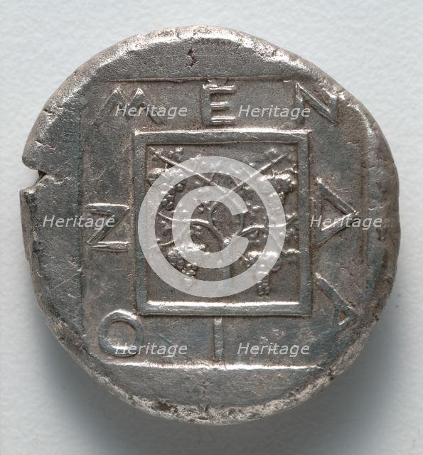 Tetradrachm: Square, Vine, Inscription (reverse), 430 BC. Creator: Unknown.