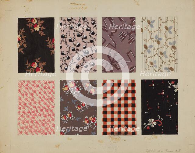 Figured Material from Quilt, c. 1936. Creator: Dorothy Posten.