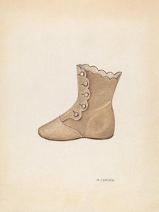 Baby Shoe, c. 1937. Creator: Margaret Concha.