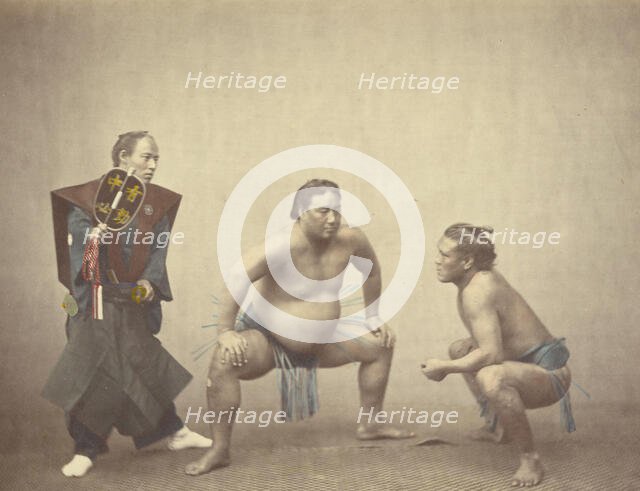 Sumotori or Wrestlers, 1866-1867. Creator: Felice Beato.