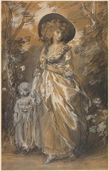 A Lady Walking in a Garden with a Child, about 1785. Creator: Thomas Gainsborough.