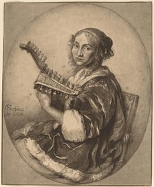 Lady with Double-Headed Lute, 1781. Creator: Cornelis Brouwer.