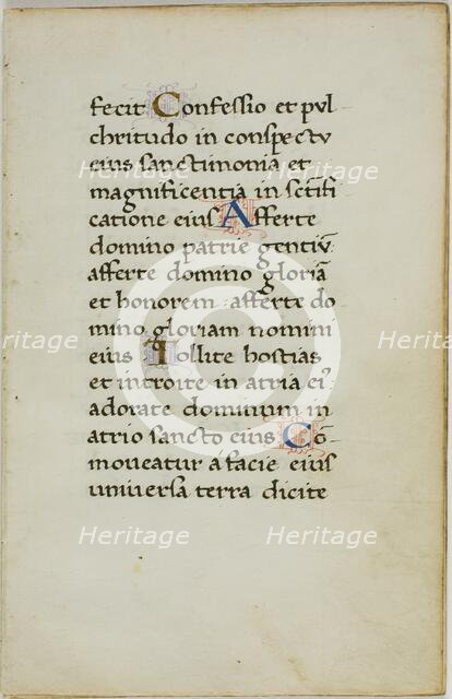 Illuminated Manuscript Leaf, c. 1450. Creator: Unknown.