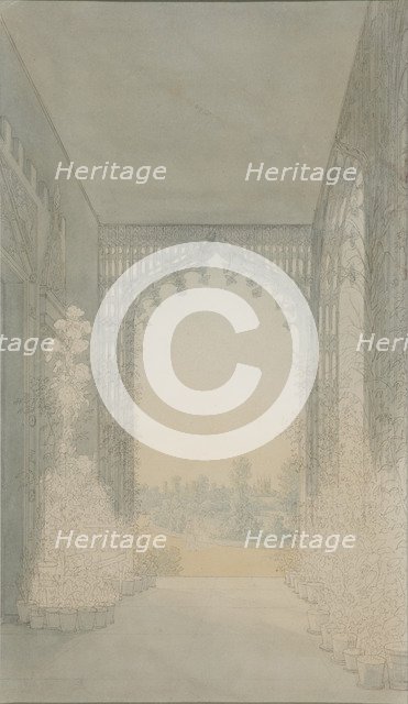 Cottege Palace in the Alexandria Park in Peterhof. Balcony in the study of Empress.