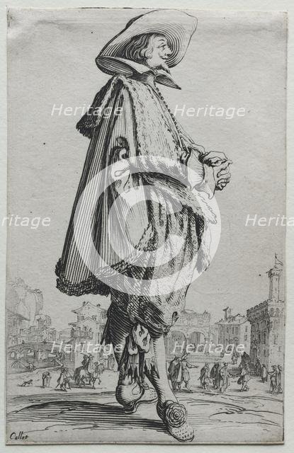 Gentleman Standing in Profile with Clasped Hands. Creator: Jacques Callot (French, 1592-1635).