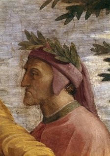 Disputa. Detail: Dante Alighieri (Fresco in Stanza della Segnatura), ca 1510-1511. Creator: Raphael (Raffaello Sanzio da Urbino) (1483-1520).