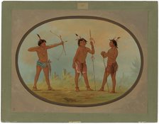 Three Shoshonee Warriors Armed for War, 1861/1869. Creator: George Catlin.