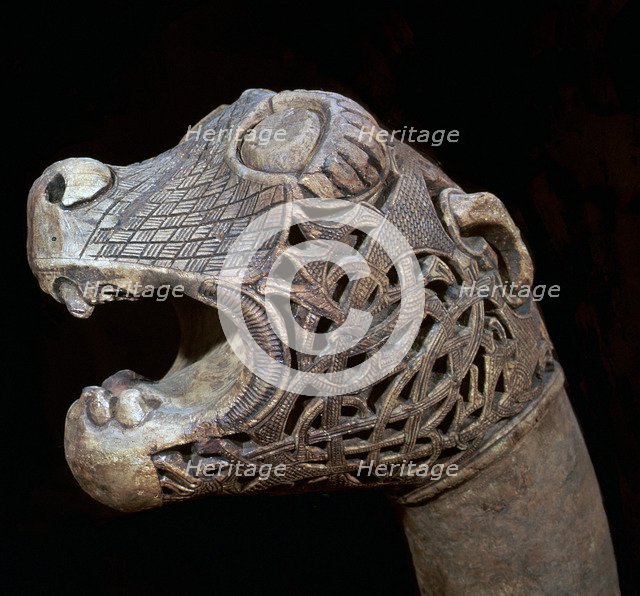 The Academician's' animal head-post from the Oseburg Viking ship burial, 9th century. Artist: Unknown