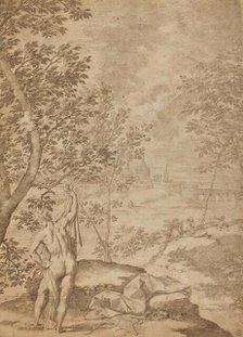 Apollo Standing in a River Landscape, 1720/1730. Creator: Donato Creti.