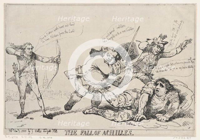 The Fall of Achilles, January 7, 1785., January 7, 1785. Creator: Thomas Rowlandson.