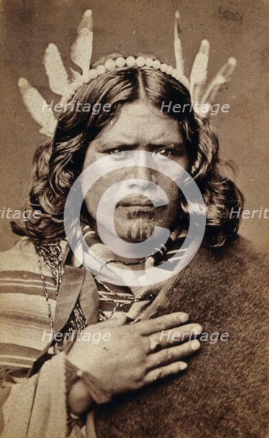 A Maori man with a tattoed face, c1870s. Creator: James Bragge.