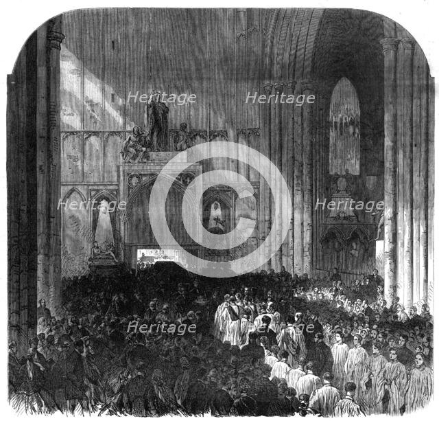 The Funeral of Lord Palmerston: the clergy receiving the body at...Westminster Abbey, 1865. Creator: Unknown.