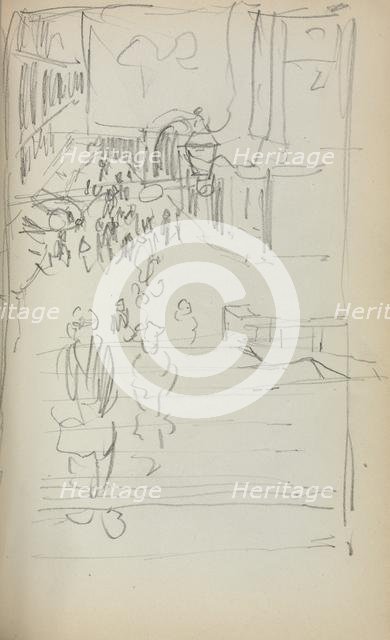 Italian Sketchbook: Stairs with Figures (page 165), 1898-1899. Creator: Maurice Prendergast (American, 1858-1924).