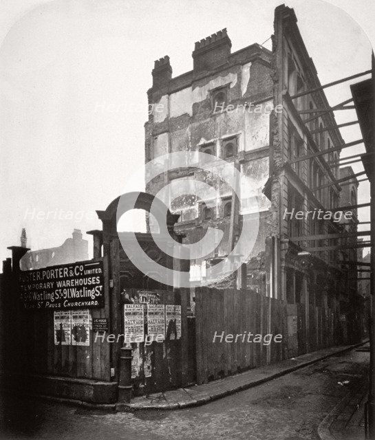 View of premises in Addle Street, destroyed by fire, City of London, 1883. Artist: Henry Dixon