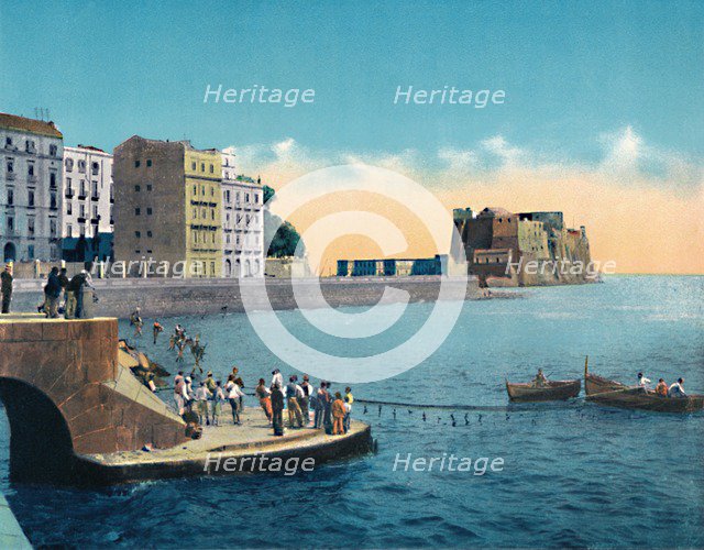 'Napoli - Via Partenope E Castello Dell'Ovo', c1900. Creator: Unknown.