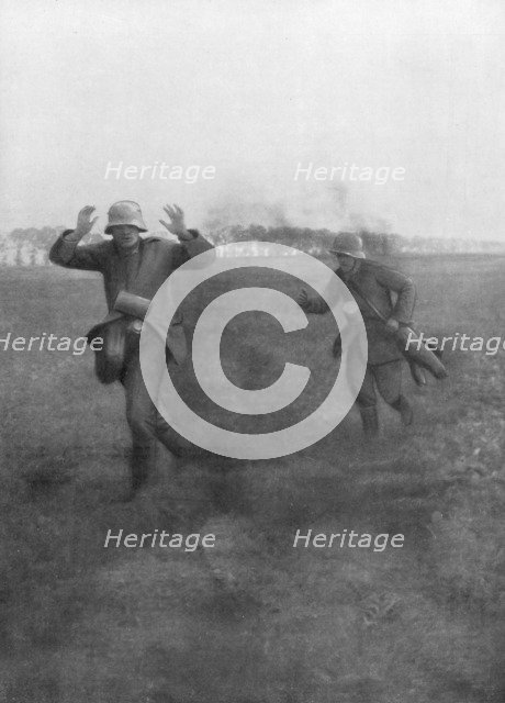 German soldiers surrendering near Vierzy, south of Soissons, 18 July 1918. Artist: Unknown