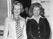 Margaret Thatcher with Sally Oppenheim, 20th February 1975. Artist: Unknown