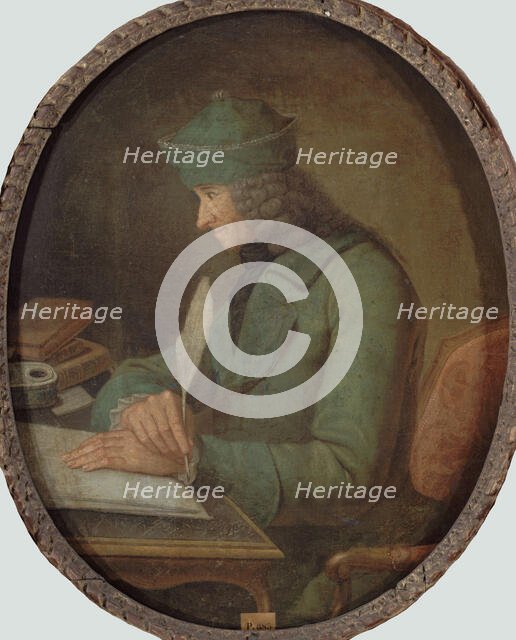 Portrait of Francois Marie Arouet de Voltaire (1694-1778), in his study, 2nd Half of the 18th cen. Creator: Anonymous.