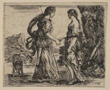Jupiter and Callisto, from 'Game of Mythology' (Jeu de la Mythologie), 1644. Creator: Stefano della Bella.