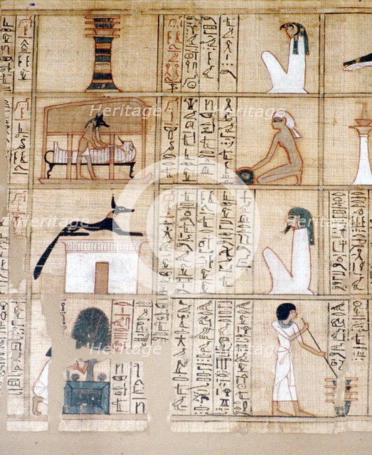 Papyrus, Embalming, Anubis, Ancient Egyptian, c10th century BC. Artist: Unknown.