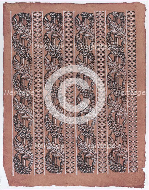 Sheet with four borders with a garland of acanthus leaves and flower..., late 18th-mid-19th century. Creator: Anon.