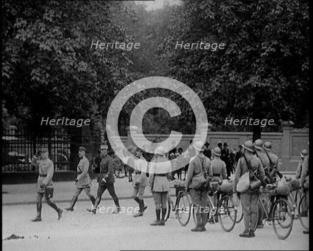 French Soldiers Marching Down the Street in the Ruhr, 1924. Creator: British Pathe Ltd.