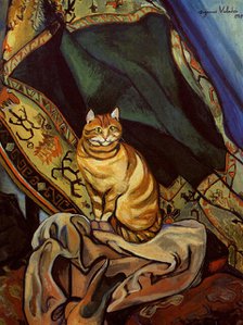 Le chat Raminou assis sur un tissu (Cat Raminou sitting on a cloth), 1920. Creator: Valadon, Suzanne (1865-1938).