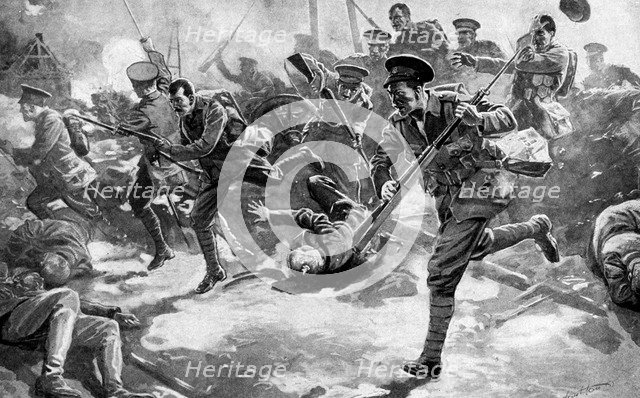 British infantry battle with German forces, First World War, 1914. Artist: Unknown