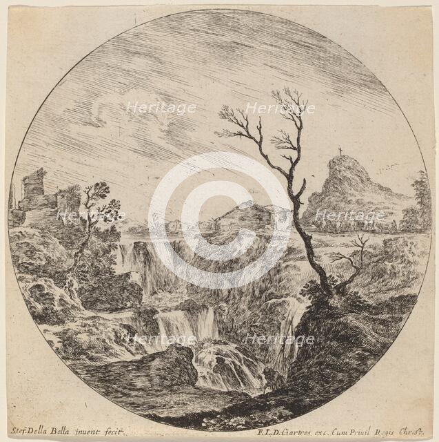 Waterfall with Three Tiers, 1646. Creator: Stefano della Bella.