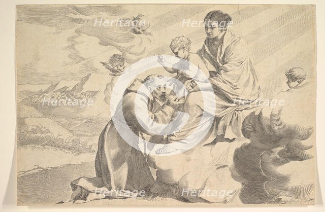 St. Francis of Assisi Adoring the Christ Child on the Virgin's Lap. Creator: Claude Mellan.