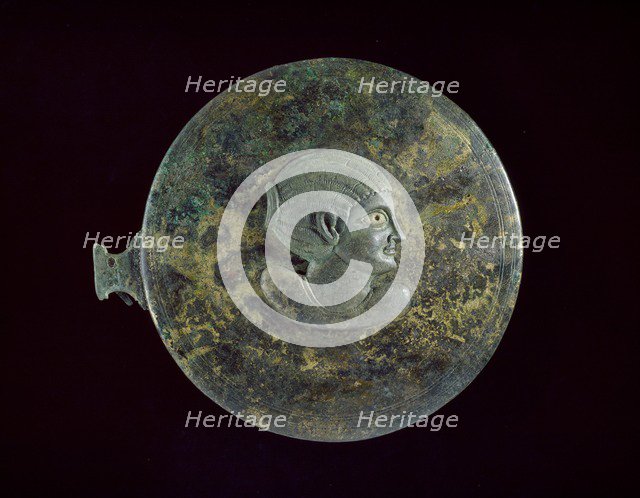 Cast bronze mirror-cover with bust of a woman in relief, 1st century BC - 1st century AD. Artist: Unknown.