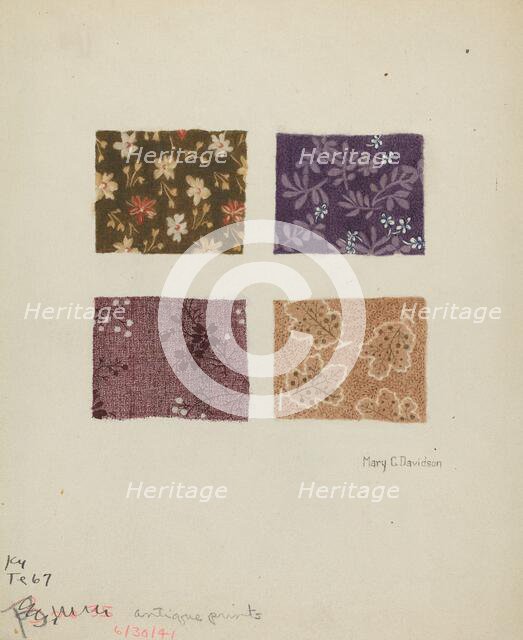 Printed Swatches, 1941. Creator: Mary C. Davidson.