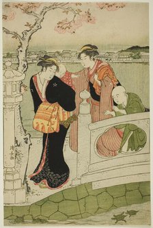 Women and Children on the Causeway at Shinobazu Pond, c. 1788. Creator: Torii Kiyonaga.