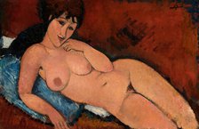 Nude on a Blue Cushion, 1917. Creator: Modigliani, Amedeo (1884-1920)