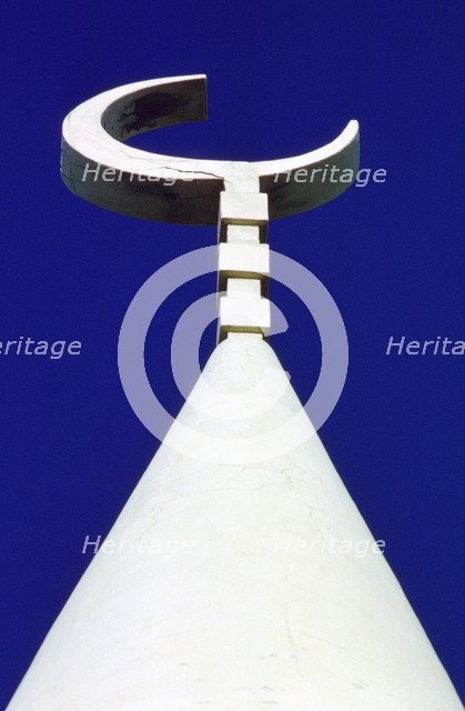 Crescent symbol, Kuwait University Mosque, Shuwaikh, Kuwait.  Artist: Tony Evans