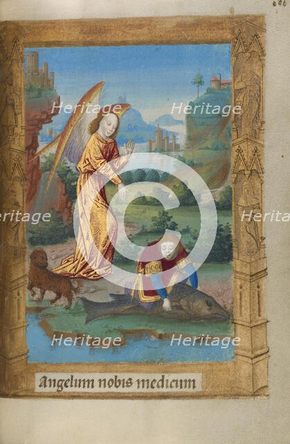 Tobias and the Angel; Book of Hours, 1478. Creator: Master of Guillaume Lambert.