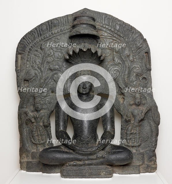 Jaina Tirthankara Parshvanatha with Serpent Hood Seated in Meditation..., 12th century. Creator: Unknown.